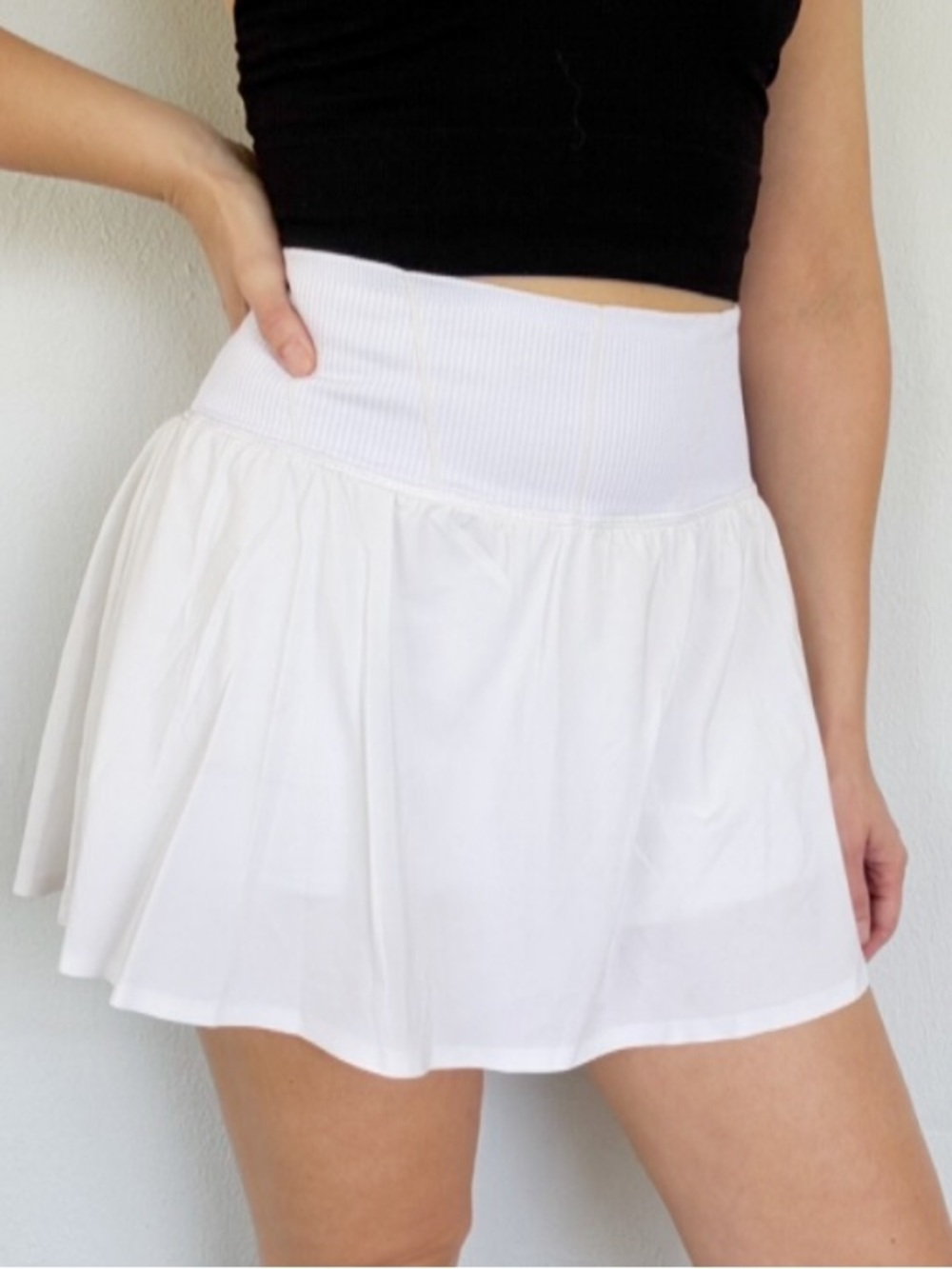 Aerie Offline white high rise stretch layered athletic tennis skort size large